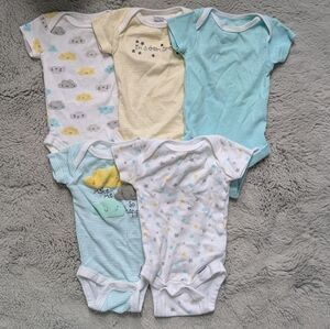 Gerber Baby Onesies Set 👶☁️ 5-Pack Cotton Bodysuits | Newborn Size